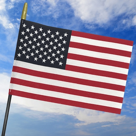 Global Flags Unlimited American Cotton Stick Flag with Safety Spear 8"x12"x24" Plastic Stick 205723